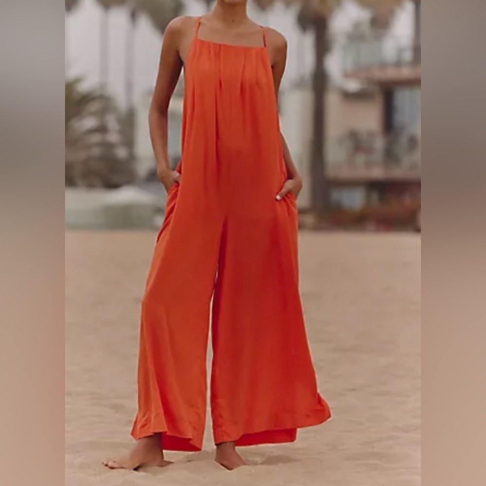 Anthropologie Vibrant Orange Jumpsuit